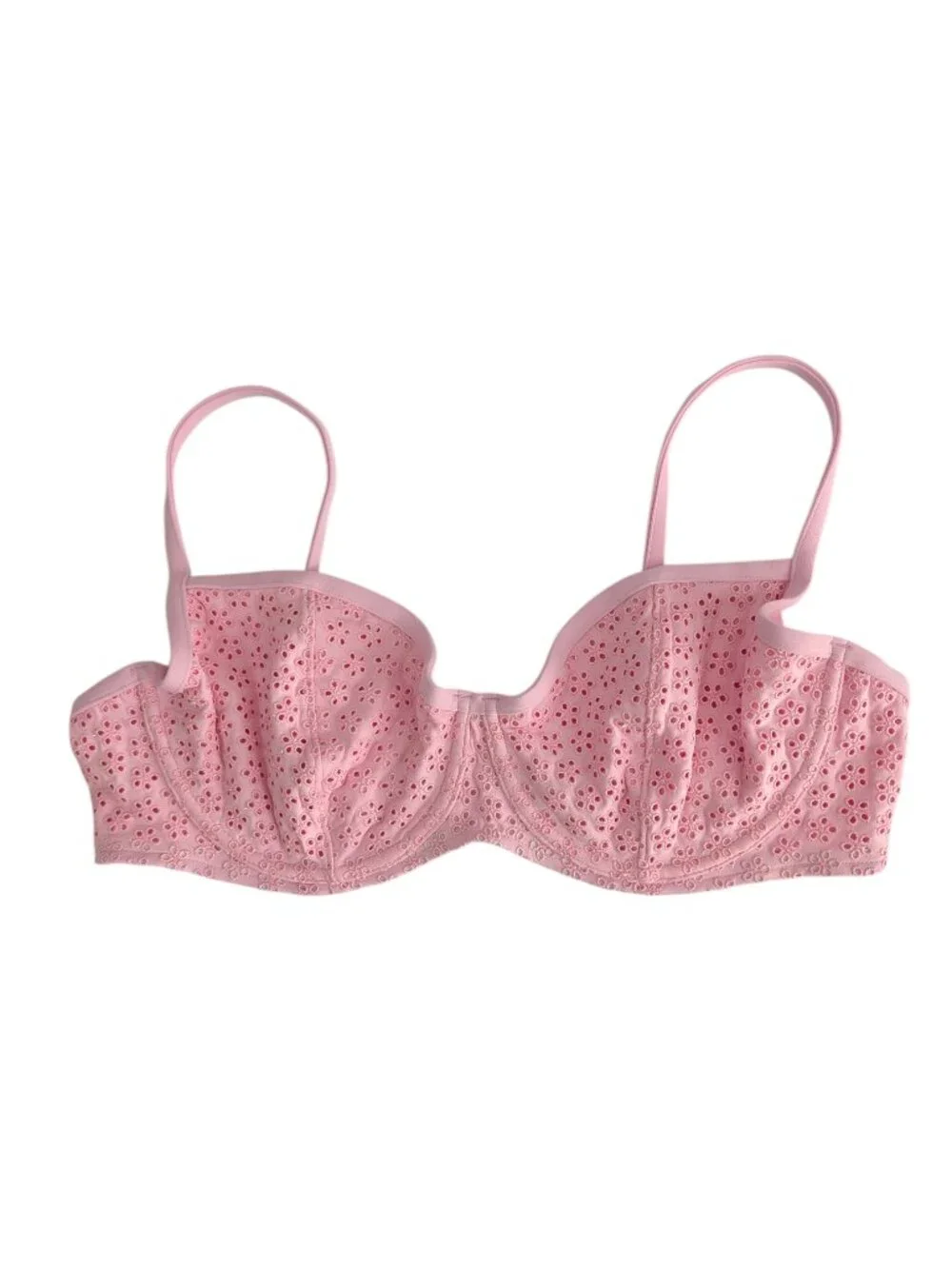 PINK X Frankies Bikinis Eyelet Bikini Set Pink Underwire Lace Cheeky Size XXL